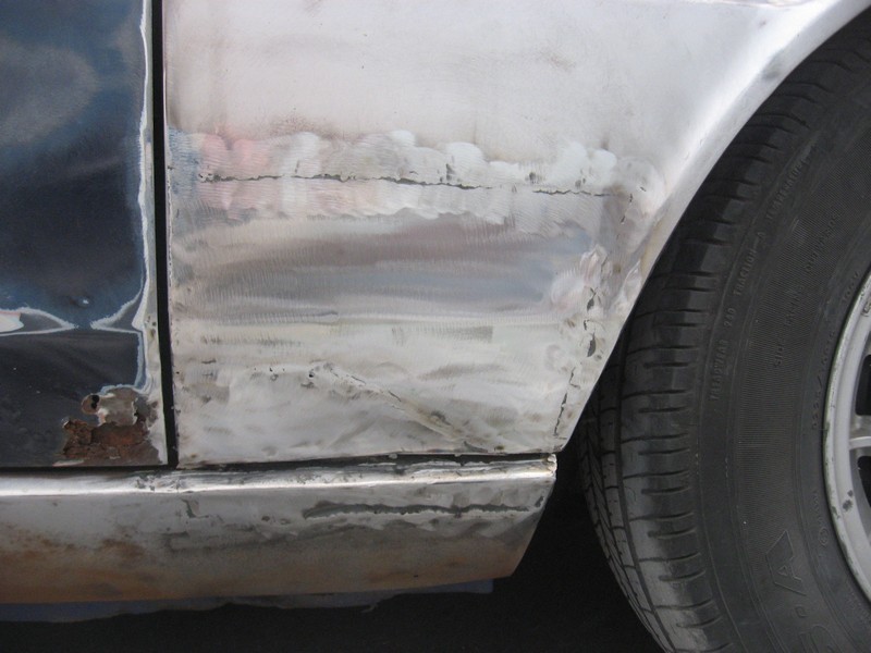 A pillar support, new metal welded in and covered